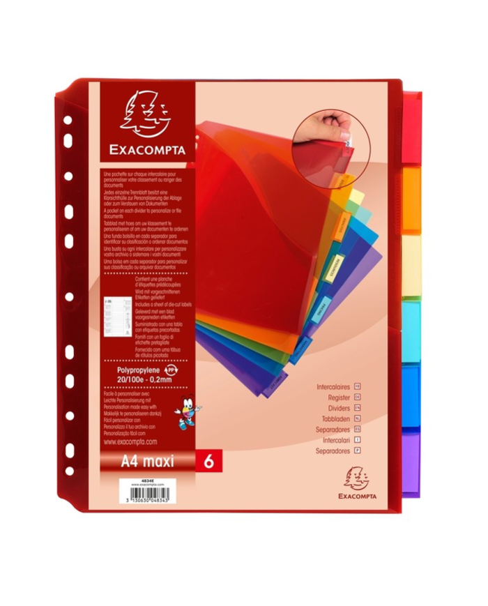 Intercalaire A4 EXACOMPTA jeu de 6