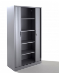 Armoire haute métallique portes rideaux 200*120*45 cm - Coloris au choix