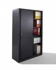 Armoire haute métallique portes rideaux 200*120*45 cm - Coloris au choix