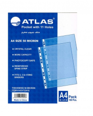 Paquet de 100 Pochettes perforées ATLAS A4 50 Microns