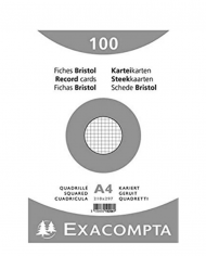 étui de 100 fiches bristol EXACOMPTA A4 en blanc non perforées