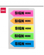 Boite de 24 index marques-pages sign here DELI 43 X 12 mm 5 couleurs assorties