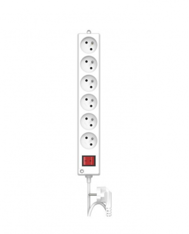 Bloc multiprises 6 prises blanc avec interrupteur INGELEC 3m