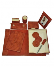 Ensemble de bureau en simili cuir 9 pièces en marron