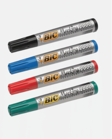 BOITE DE 12 MARQUEURS PERMANENTS BIC 2000 CONICAL 4 COLORIS AU CHOIX
