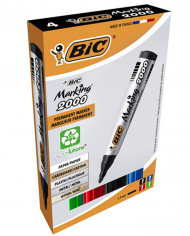 BOITE DE 4 MARQUEURS PERMANENTS BIC 2000 CONICAL COULEURS ASSORTIES