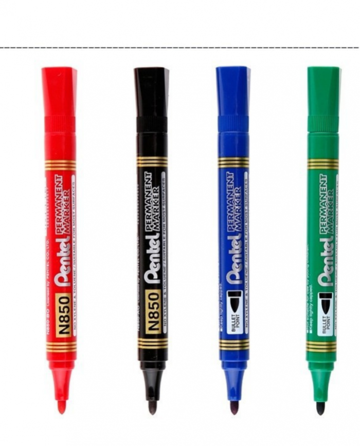 POCHETTE DE 12 MARQUEURS PERMANENT PENTEL N850 POINTE RONDE COLORIS AU CHOIX