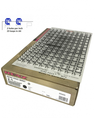 Boite de 50 baguettes spirales métalliques RENZ 22 MM 2:1 Noir