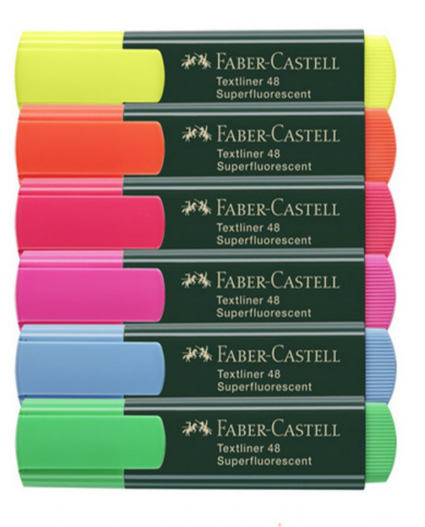 LOT DE 10 FLUORESCENTS TEXTLINER 48 FABER CASTELL COLORIS AU CHOIX