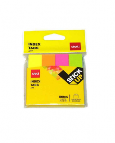 Lot de 12 marques pages repositionnables DELI 76X19 MM Coloris assorties