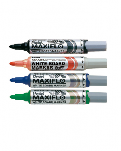BOITE DE 12 MARQUEURS POUR TABLEAUX PENTEL MAXIFLO POINTE CONIQUE COLORIS AU CHOIX