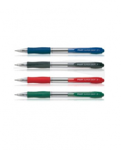 BOITE DE 12 STYLOS BILLE PILOT SUPERGRIP POINTE MÉDIUM 4 COULEURS AU CHOIX