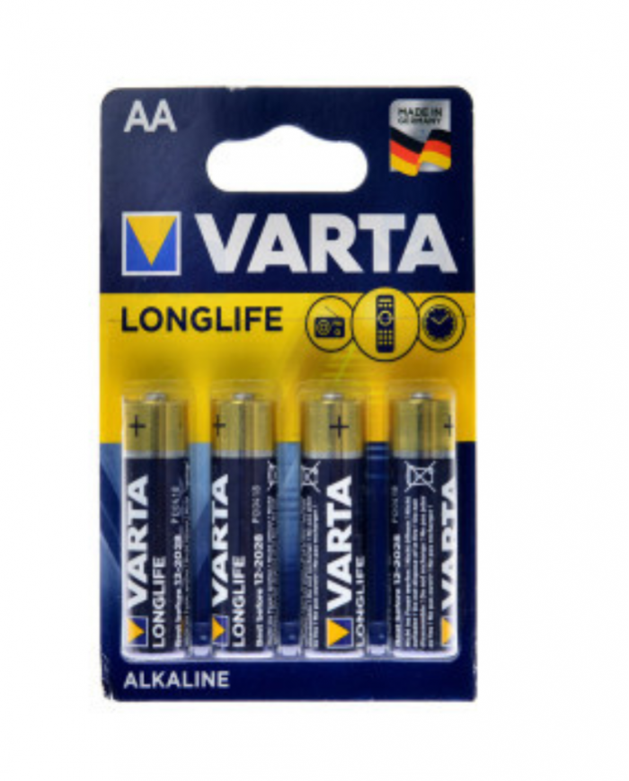 Piles Longue Alcalines Durée Extra VARTA AA Pack de 4