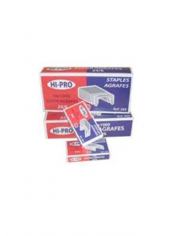 Lot de 10 boites de 1000 AGRAFES 24/6 CHROME HI PRO