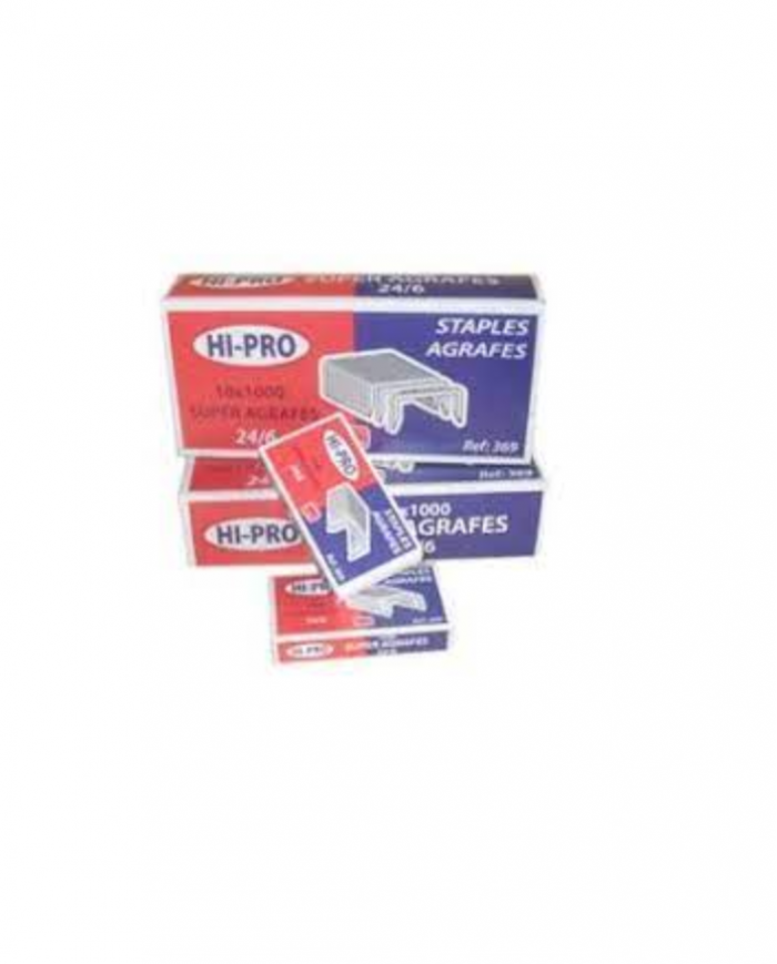 Lot de 10 boites de 1000 AGRAFES 24/6 CHROME HI PRO