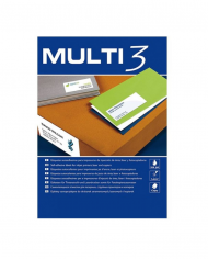 PAQUET D'ETIQUETTES AUTOCOLLANTES MULTI3 100 FEUILLES A4 FORMAT 210X148 MM