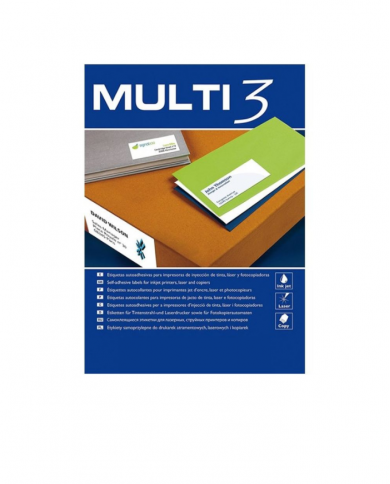 PAQUET D'ETIQUETTES AUTOCOLLANTES MULTI3 100 FEUILLES A4 FORMAT 70X25,4 MM