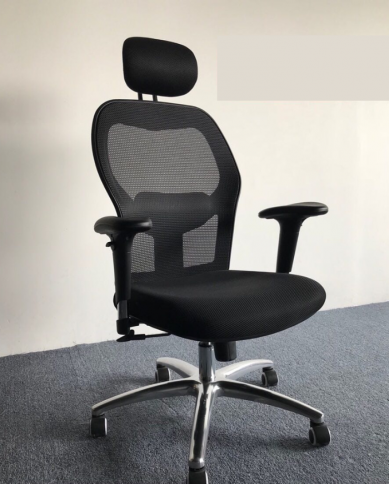 Fauteuil Président en tissu mesh résistant noir avec têtière C851A