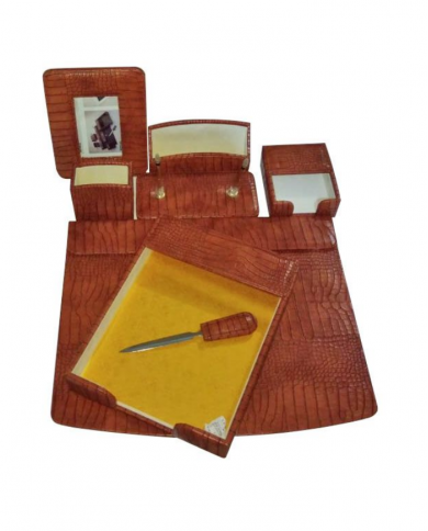 Ensemble De Bureau En Simili Cuir 8 Pièces En Marron