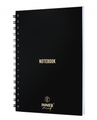 Notebook pro à spirales métalliques INNER A6 180p, papier écologique 80grs