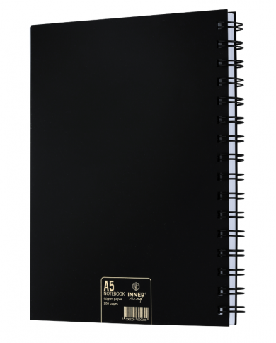 Notebook pro à spirales métalliques INNER A5 200p, papier écologique 80grs