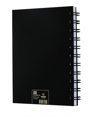 Notebook pro à spirales métalliques INNER A6 180p, papier écologique 80grs