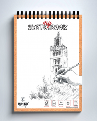Notebook pro à spirales métalliques INNER A6 180p, papier écologique 80grs