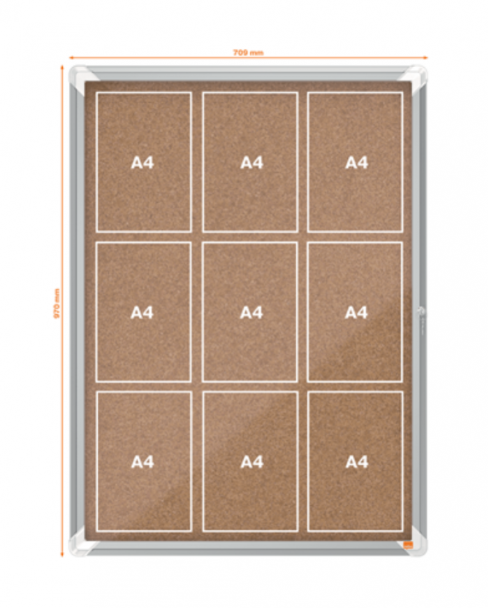 Vitrine d'affichage en liège Nobo Premium Plus 9xA4