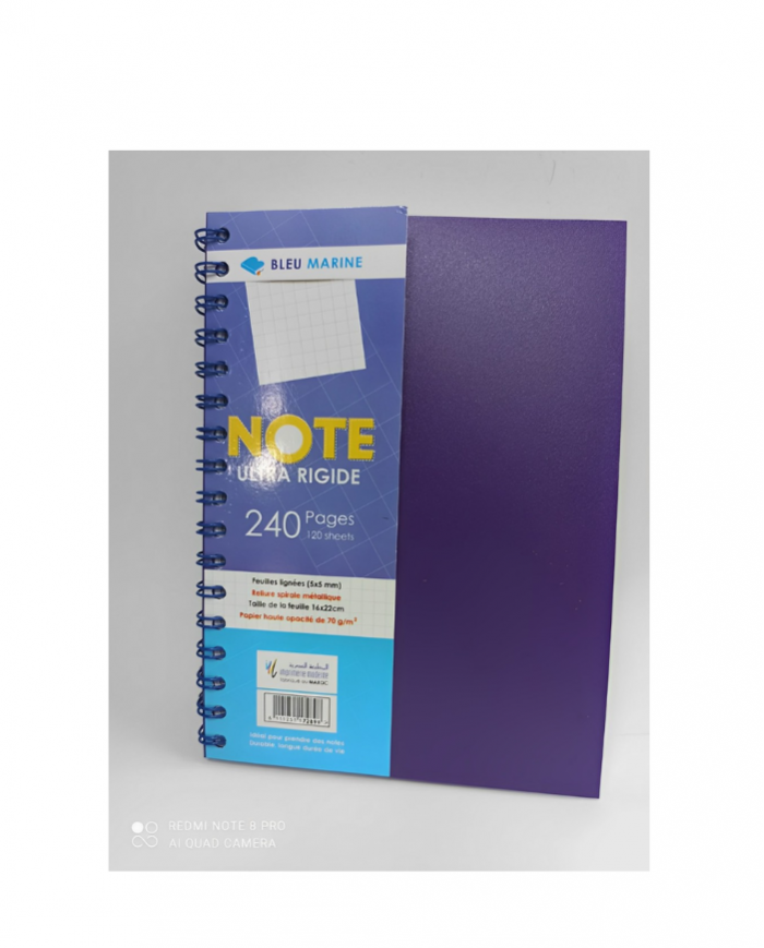 Cahier A5 spirale BLEU MARINE 240 Pages
