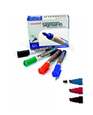 Boite de 12 marqueurs permanents pointe biseautée SIGMAFLO Coloris au choix